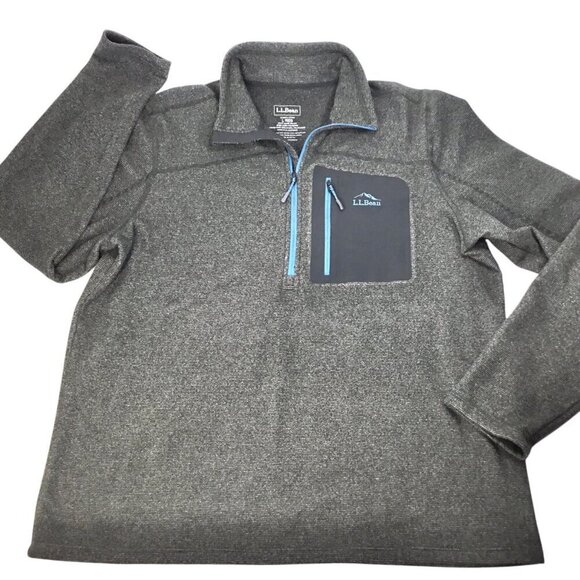 L.L. Bean North Ridge Slightly Fitted 1/4 Zip Fleece Pullover Sweater Gray Blue - Picture 6 of 7